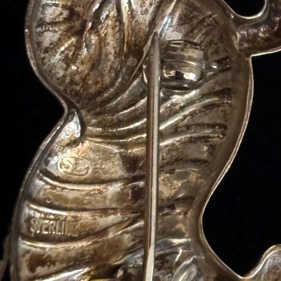 Waterfall vintage sterling silver brooche / pin zebra - Picture 5 of 6